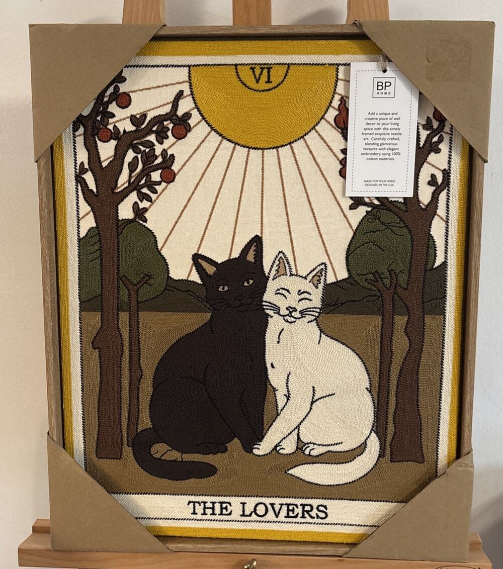 New BP HOME Woven Artistry The Lovers Tarot Embroidered Wall Art 17x21 Large